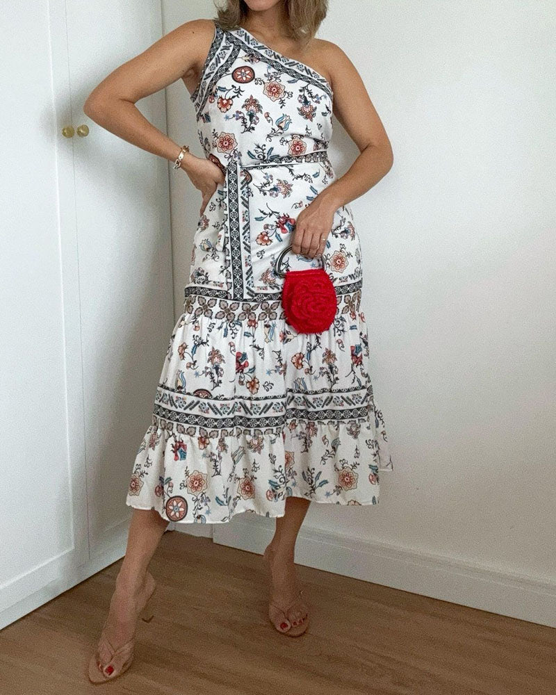 Elegantes, einseitiges Kleid mit Print