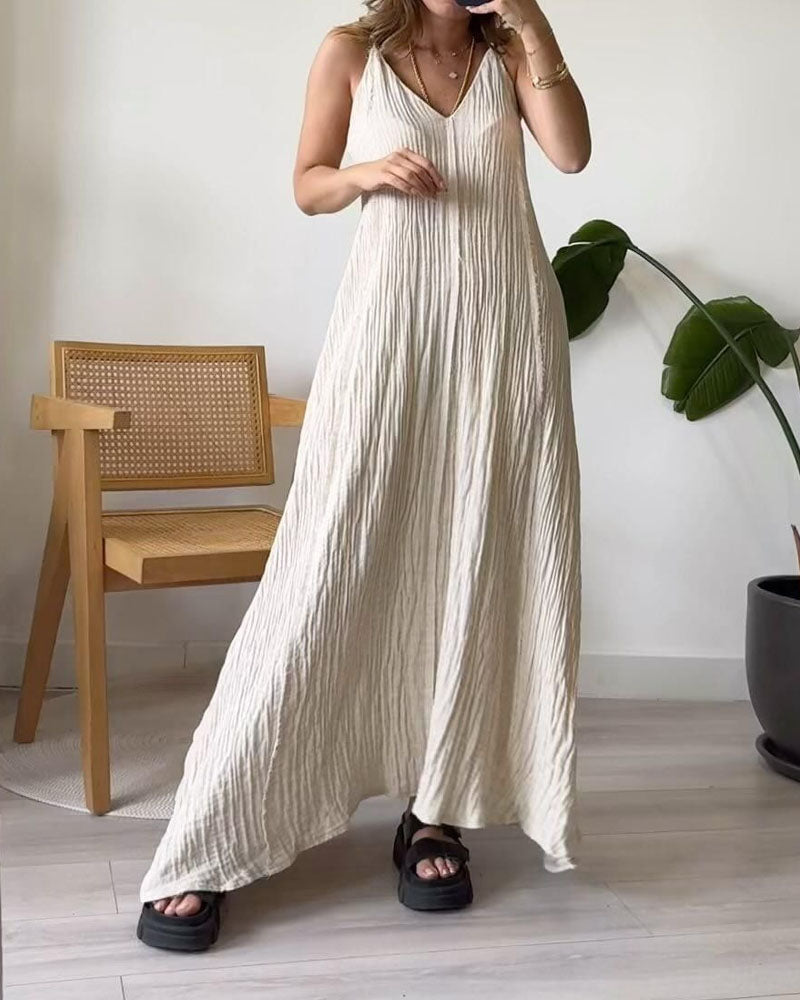 Abito casual scollato a V con spalline sottili