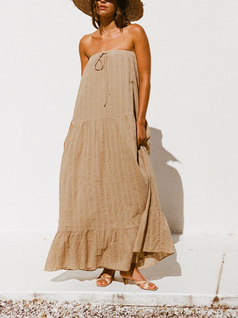 Kleid im Urlaubsstil mit Kordelzug und Drapierung