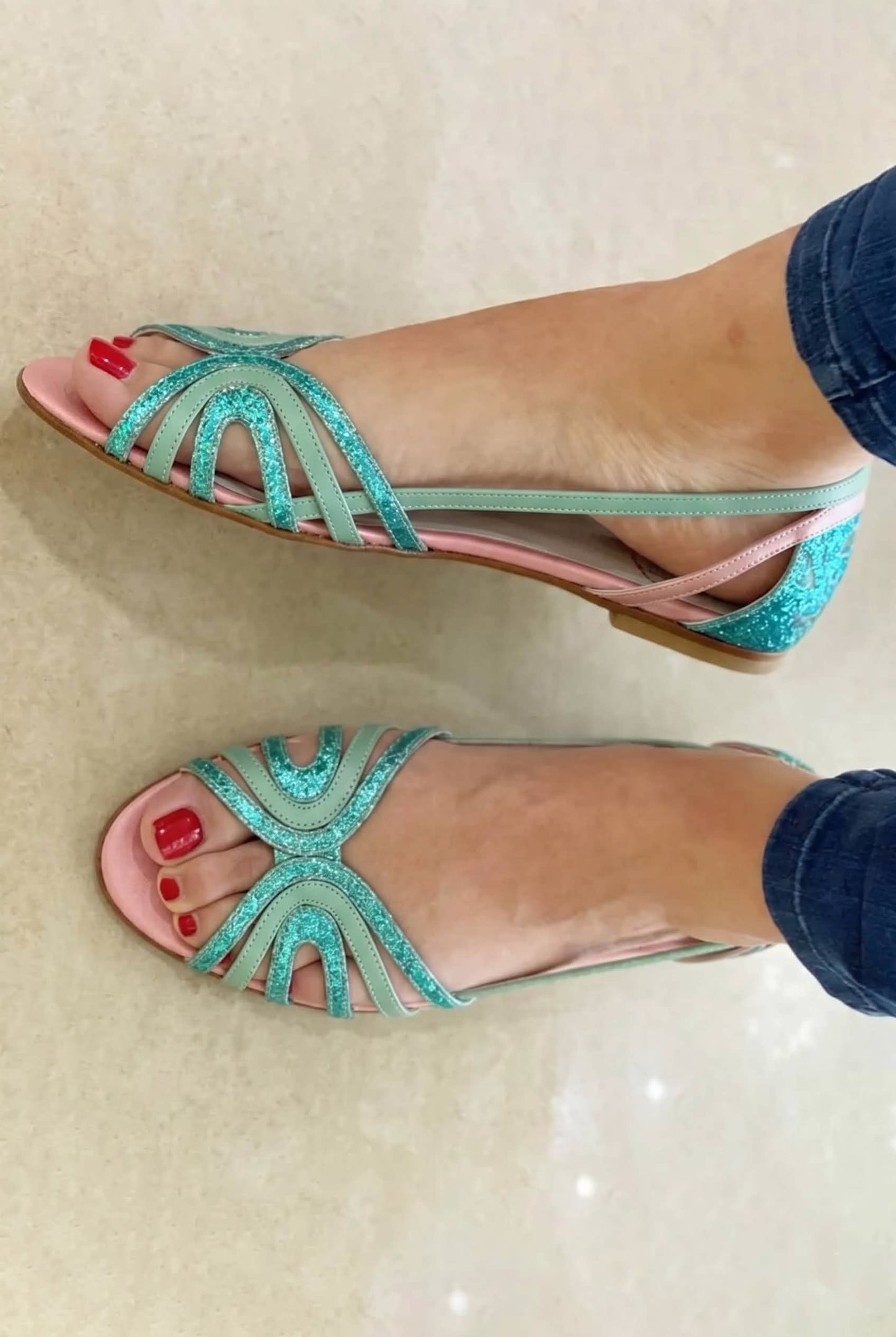 Metallic Sheen Peep Toe Hollow Out Sandals