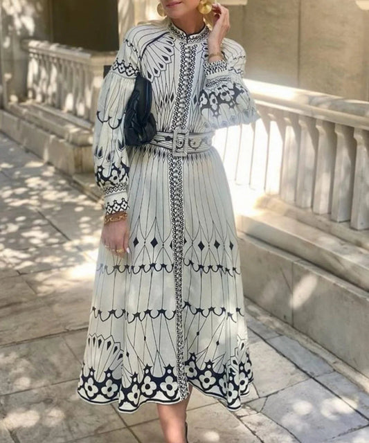 Boho maxi-jurk met randprint voor vakantie