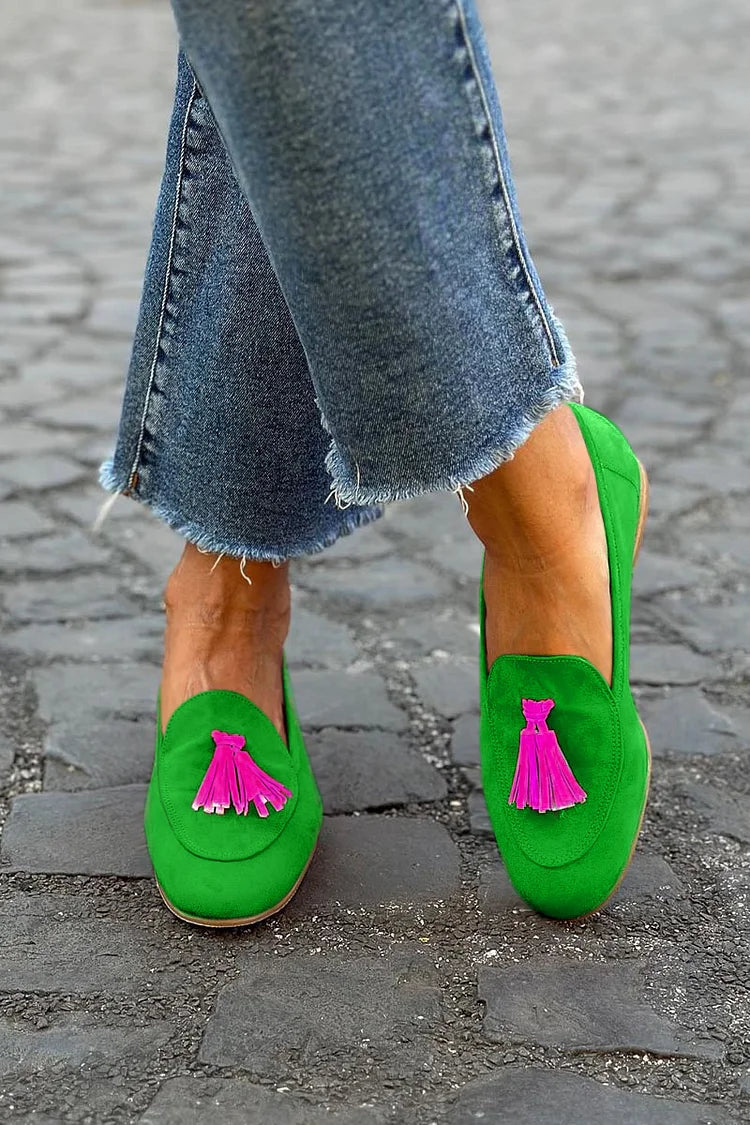 Quasten, Slip-On, flache lässige Loafers  