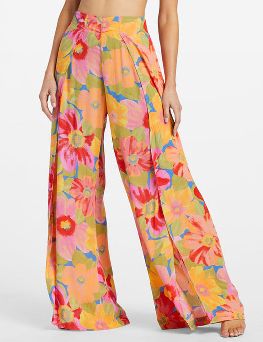 Broek met split en bloemenprint