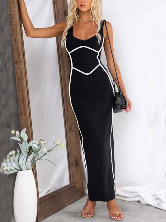 In The Heads Turn Lijn Trim Bodycon Stretch Maxi Jurk