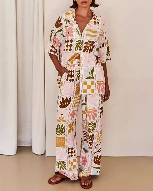 Casual print forenzen los tweedelig set