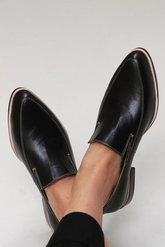 Mocassini neri a punta Daily Seam in tinta unita