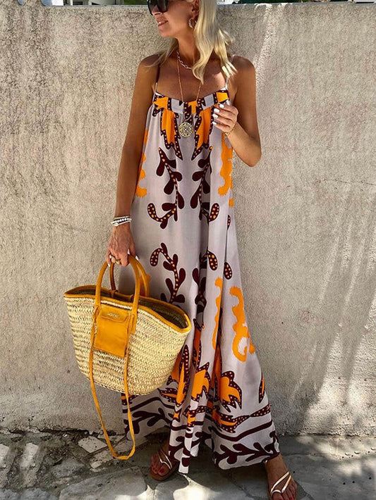 Ethnische print losse cami maxi-jurk