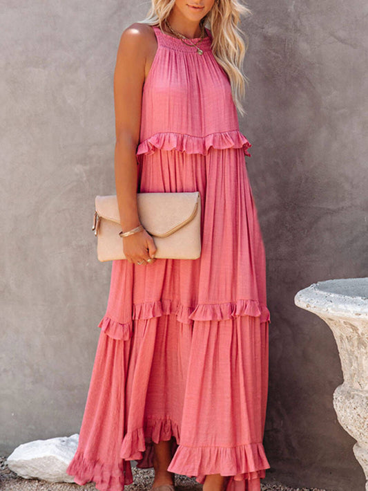 Onregelmatige Taart Mouwloze Maxi Jurk