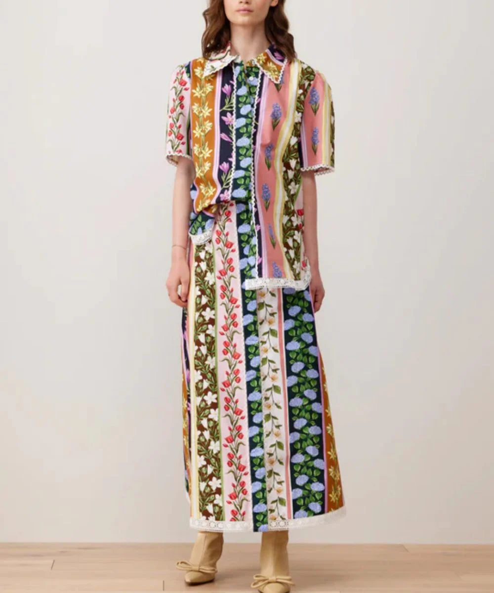 Traje de dos piezas de encaje Vintage Garden
