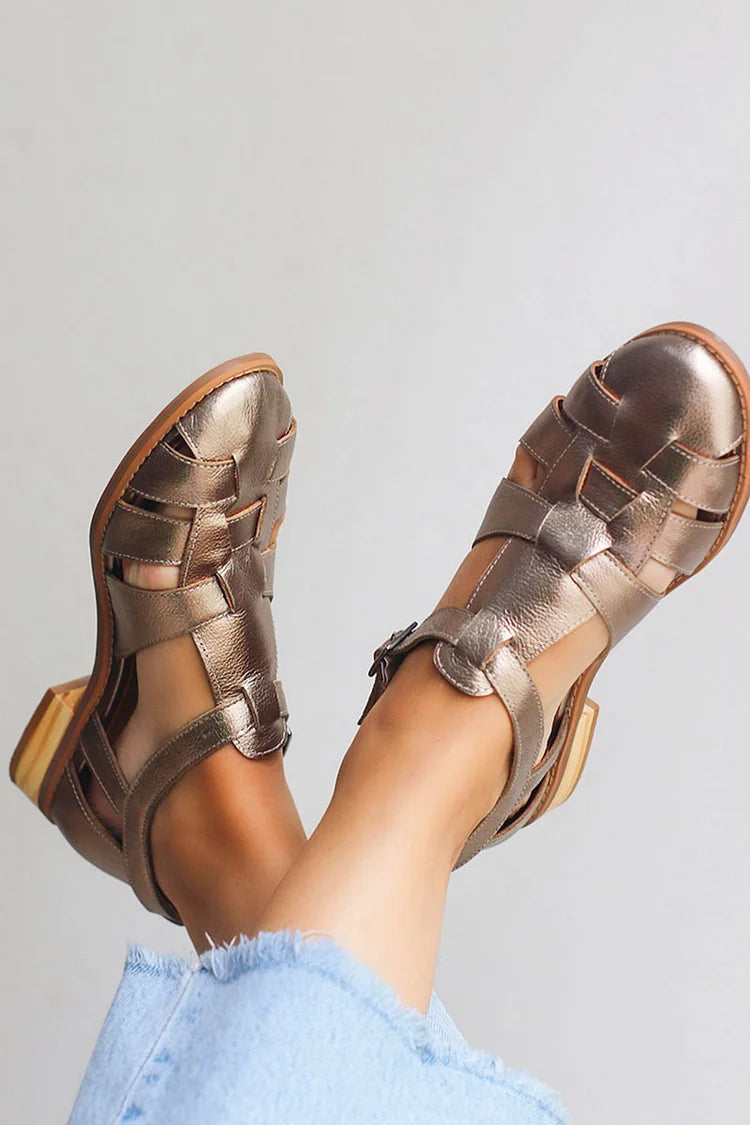Runde Spitze, gewebt, metallischer Schimmer, Champagner-flache Schuhe  