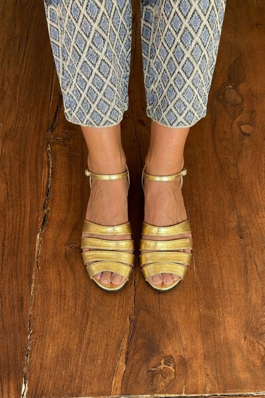 Metallic Gold Multi-Strap Ankle Buckle Sandals [Pre Order]