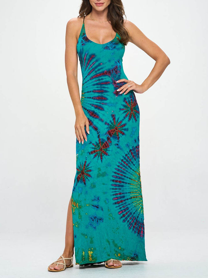 Urlaubsmodus Batik Spandex Maxikleid