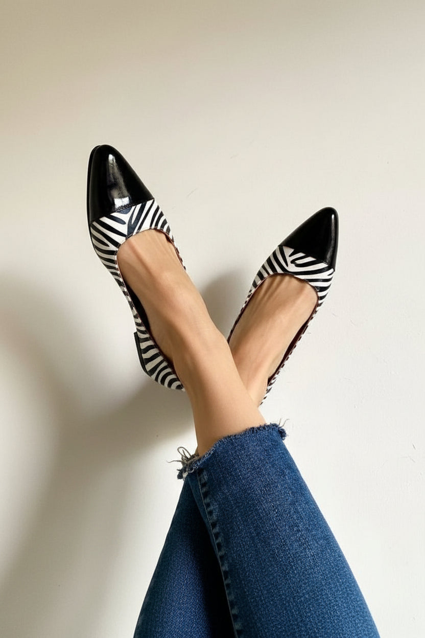 Elegant Zebra Print Pointed Toe Casual Flats [Pre Order]