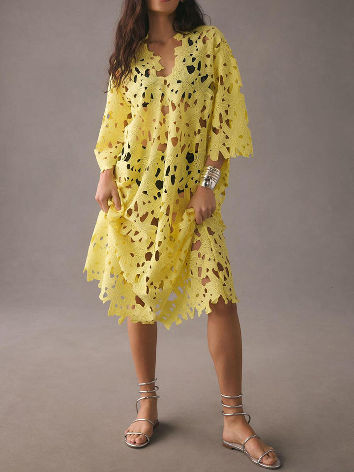 Vestido Midi de Renda para Saída de Praia