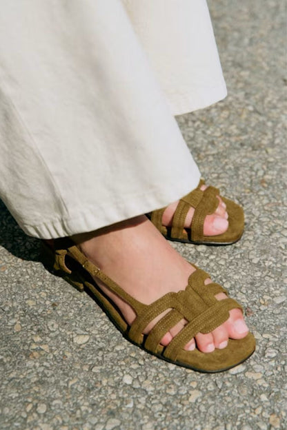 Solid Color Patent Multi-Strap Square Toe Sandals [Pre Order]