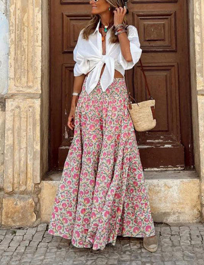 Gonna stampata casual in stile resort
