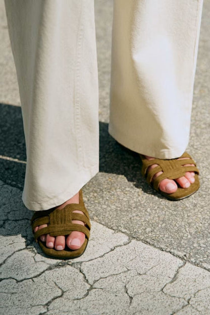 Solid Color Patent Multi-Strap Square Toe Sandals [Pre Order]