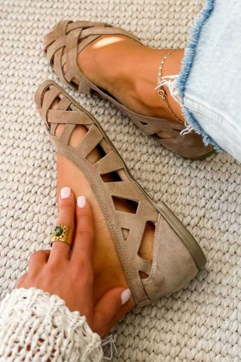 Woven Crisscross Peep Toe Flat Casual Sandals