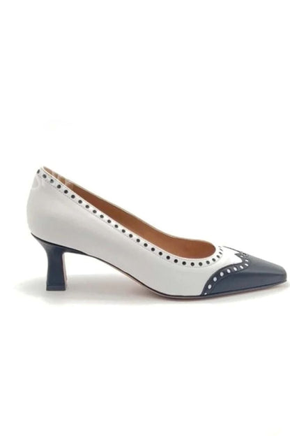 Elegant Colorblock Cutout Pointed Toe Mid Heels