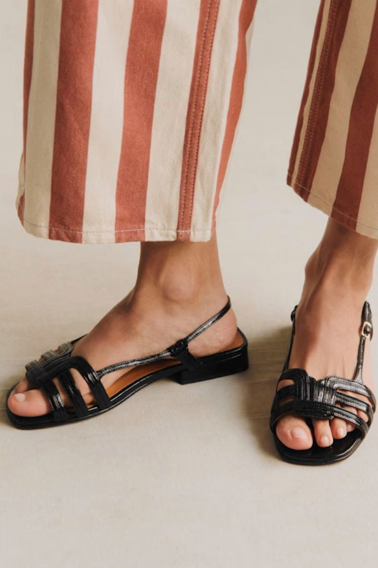Solid Color Patent Multi-Strap Square Toe Sandals [Pre Order]