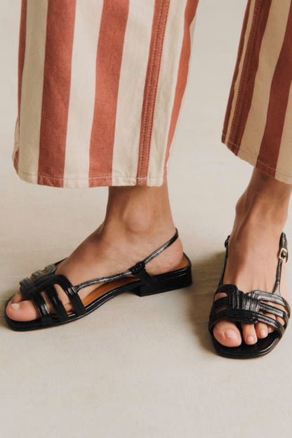 Solid Color Patent Multi-Strap Square Toe Sandals [Pre Order]
