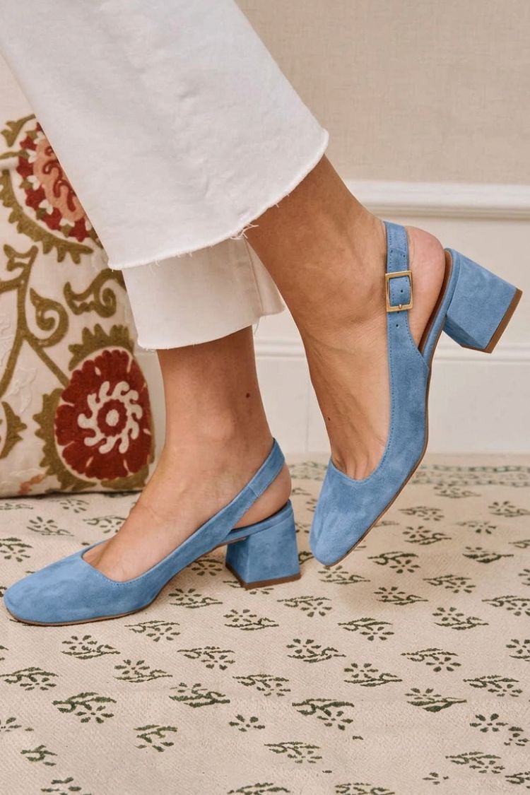 Stylish Plain Square Toe Slingback Strap Buckle Chunky Khaki Heels