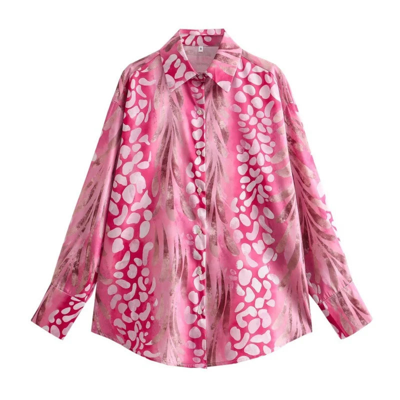 Lapel single-breasted silk satin two-piece set