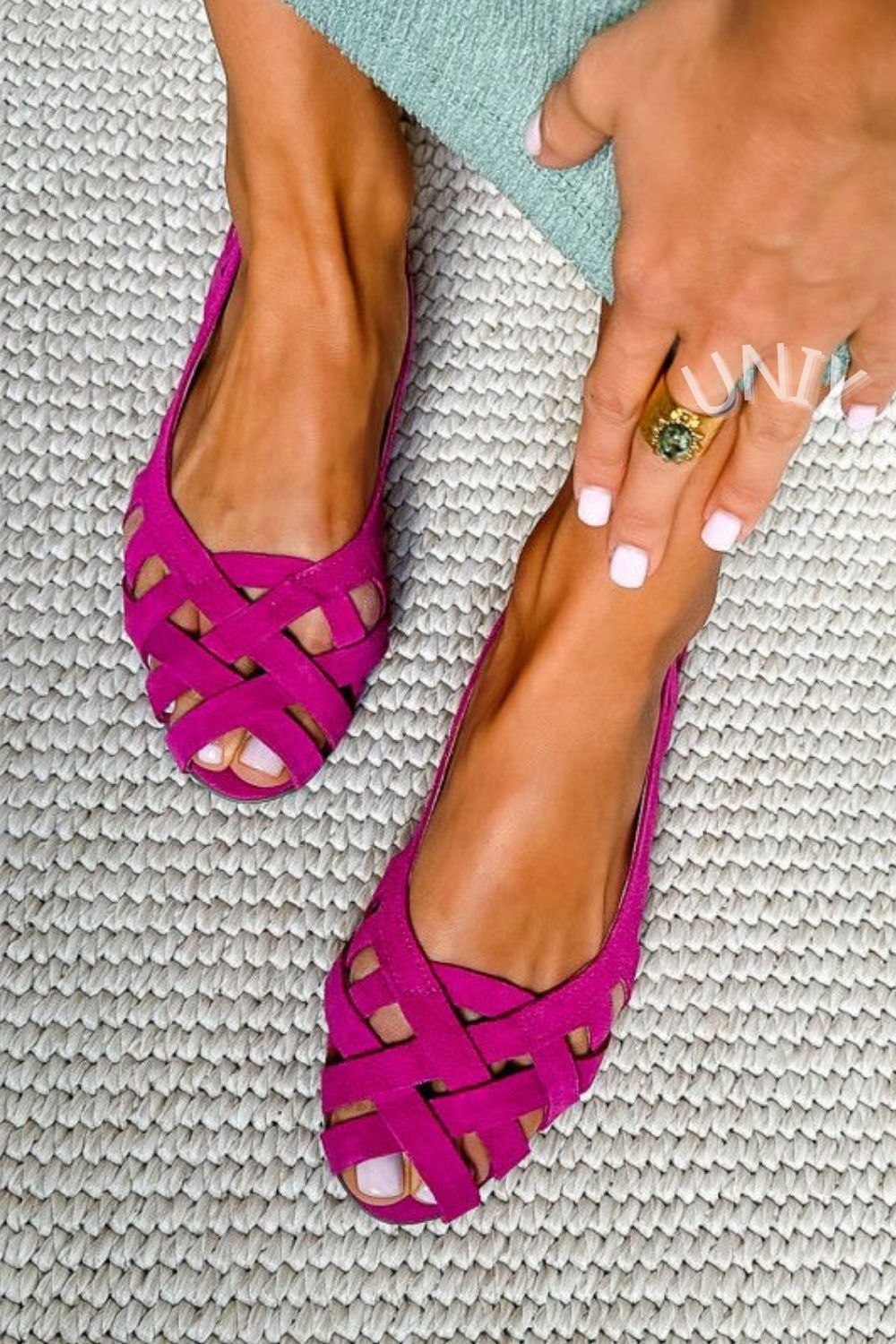 Woven Crisscross Peep Toe Flat Casual Sandals