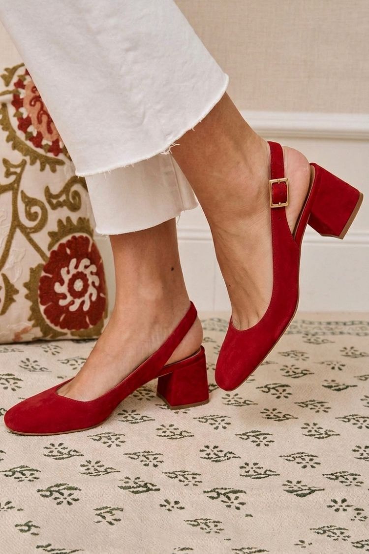Stylish Plain Square Toe Slingback Strap Buckle Chunky Khaki Heels