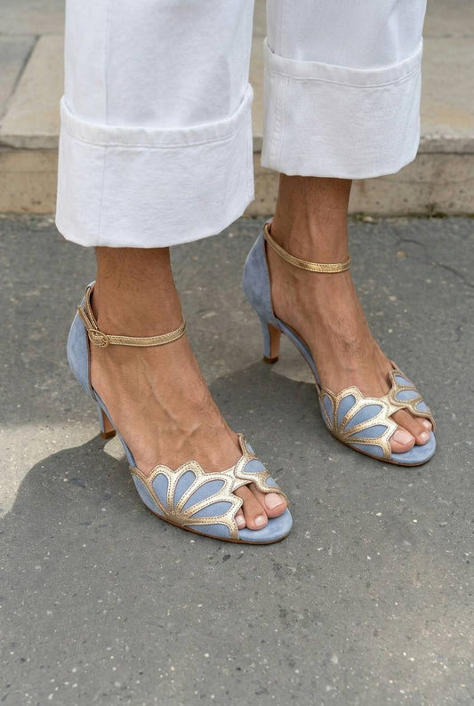 Scalloped Cutout Peep Toe Ankle Strap Kitten Heels [Pre Order]