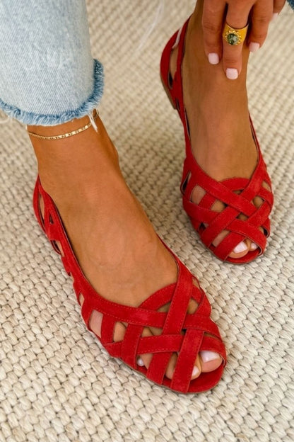 Woven Crisscross Peep Toe Flat Casual Sandals