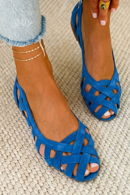 Woven Crisscross Peep Toe Flat Casual Sandals