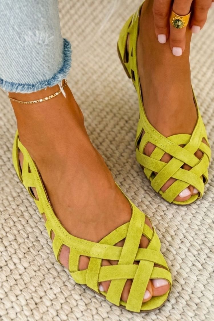 Woven Crisscross Peep Toe Flat Casual Sandals