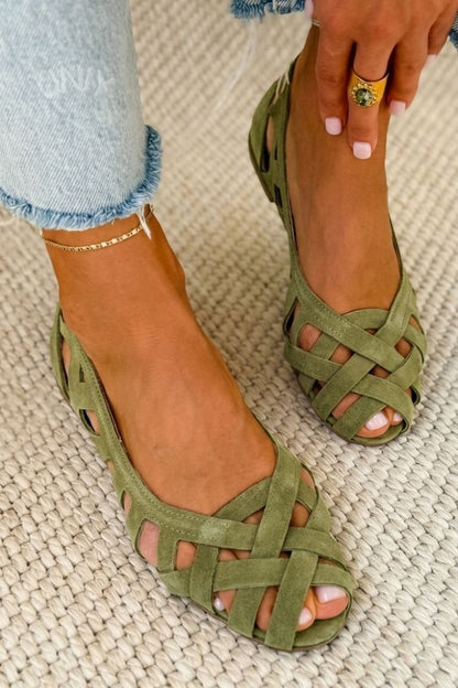 Woven Crisscross Peep Toe Flat Casual Sandals