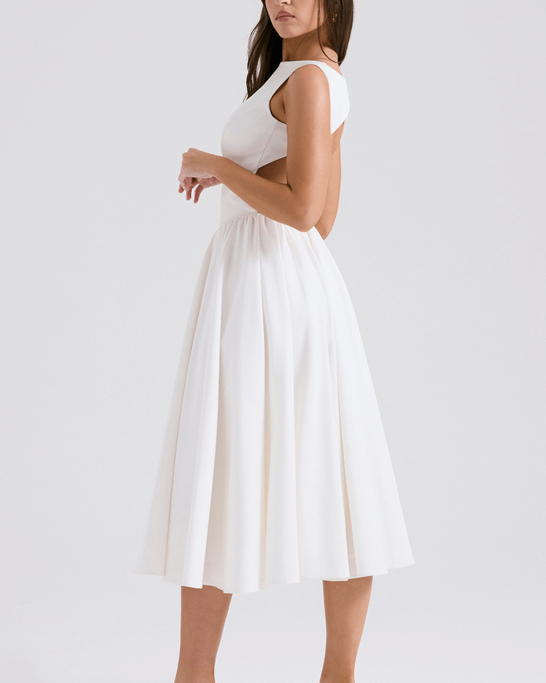 Vestido midi de sarga blanca