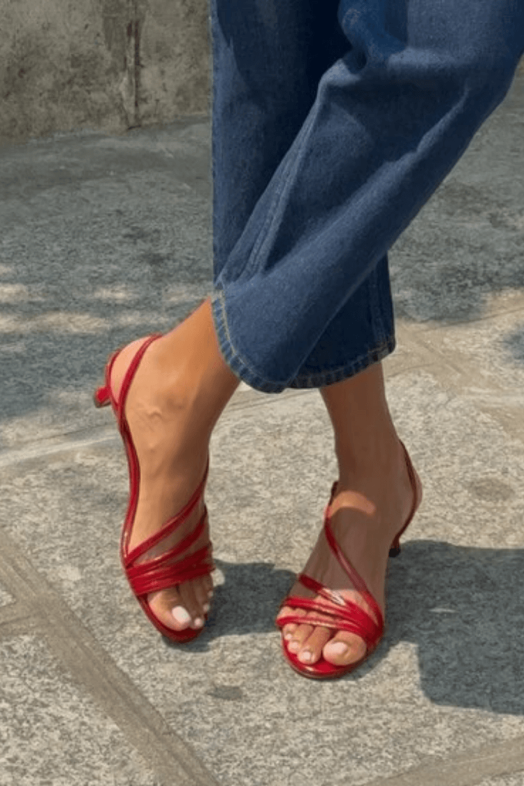 Metallic Crisscross Minimalist Ankle Strap Open Toe Sandals