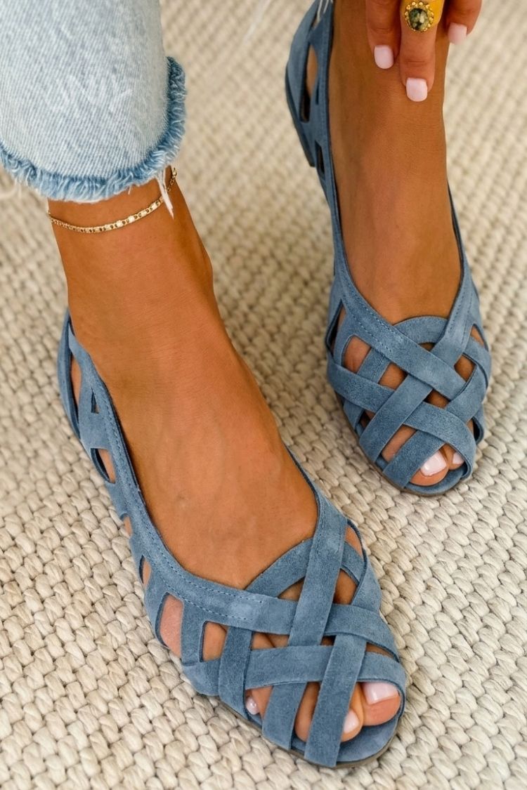 Woven Crisscross Peep Toe Flat Casual Sandals