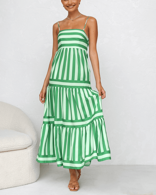 Maxi abito a righe multicolore