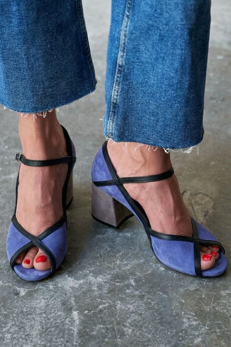 T-Strap Buckle Colorblock Stiletto Heels