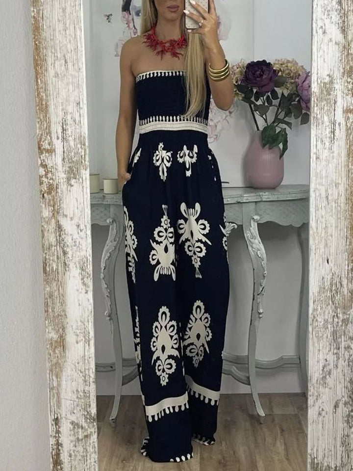Mono femenino con estampado sexy y escote palabra de honor