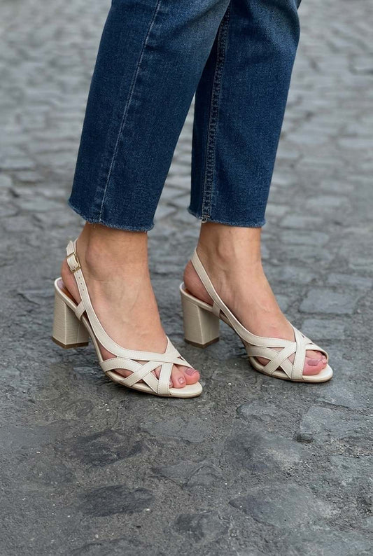 Strappy Crisscross Peep Toe Slingback Chunky Sandals [Pre Order]