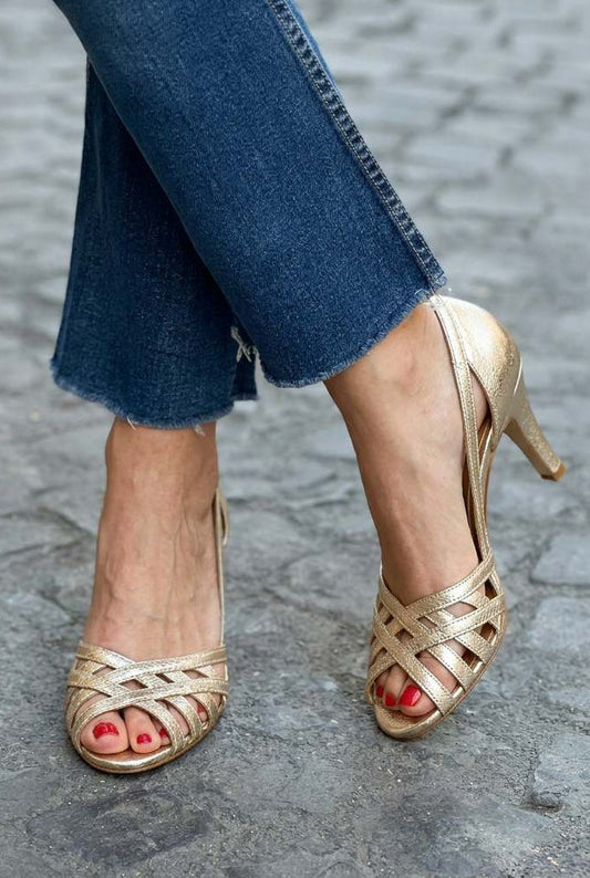 Interwoven Strappy Peep Toe Slingback Stiletto Heels [Pre Order]