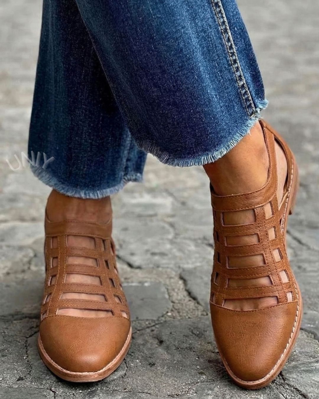 Stylish Brown Woven Pointed Toe Flat Versatile Loafers