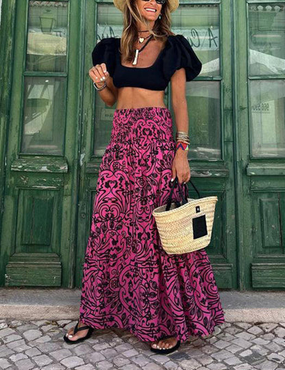 Gonna stampata casual in stile resort