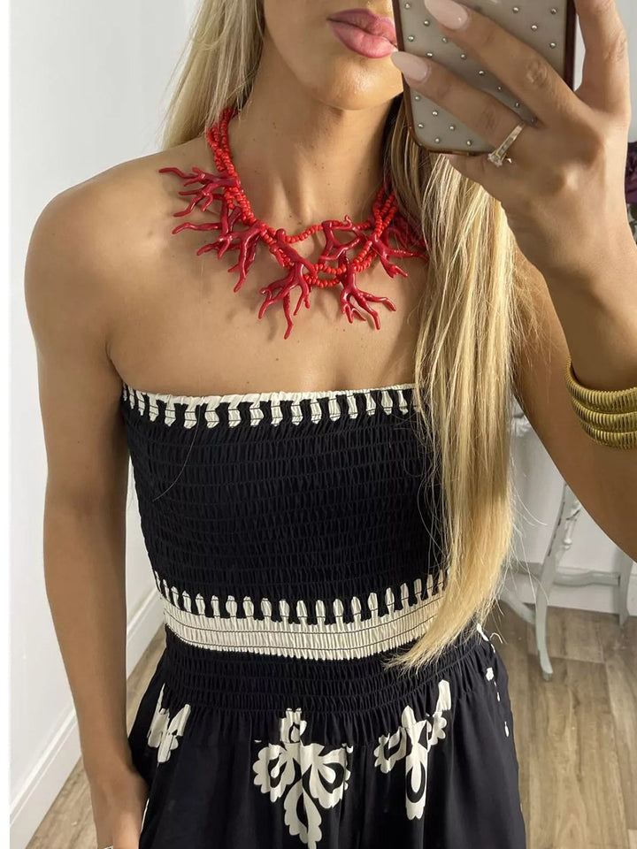 Mono femenino con estampado sexy y escote palabra de honor