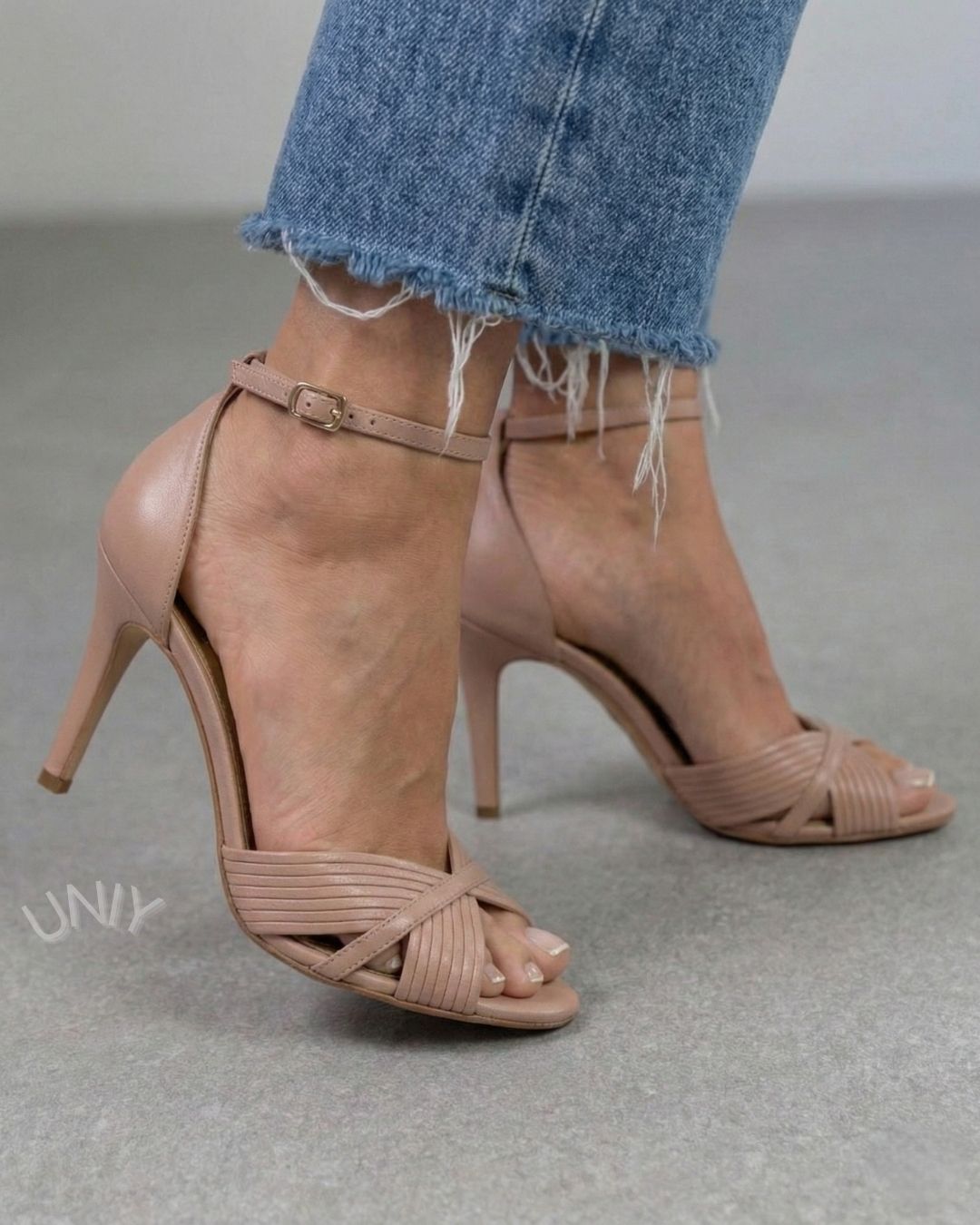 Elegant Pink Pleated Strappy Ankle Strap Stiletto Heels