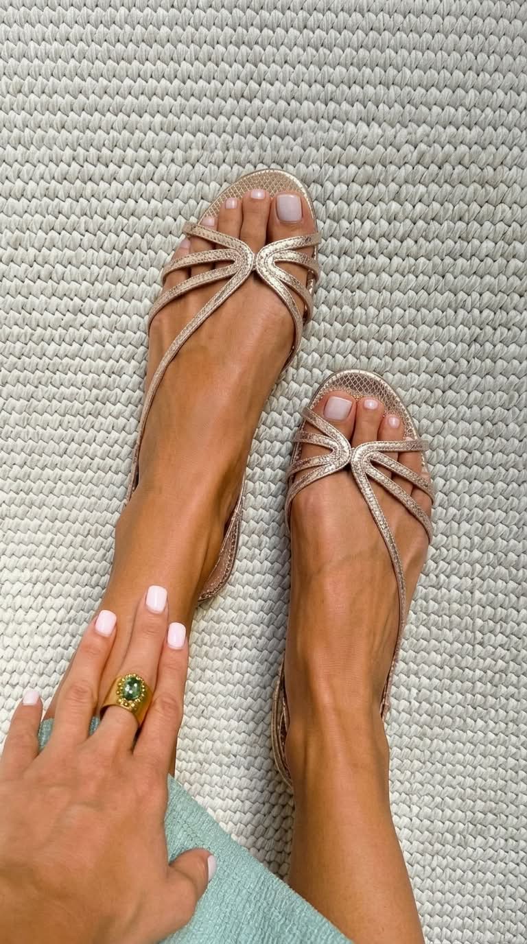 Metallic Snakeskin Embossed Strappy Sandals