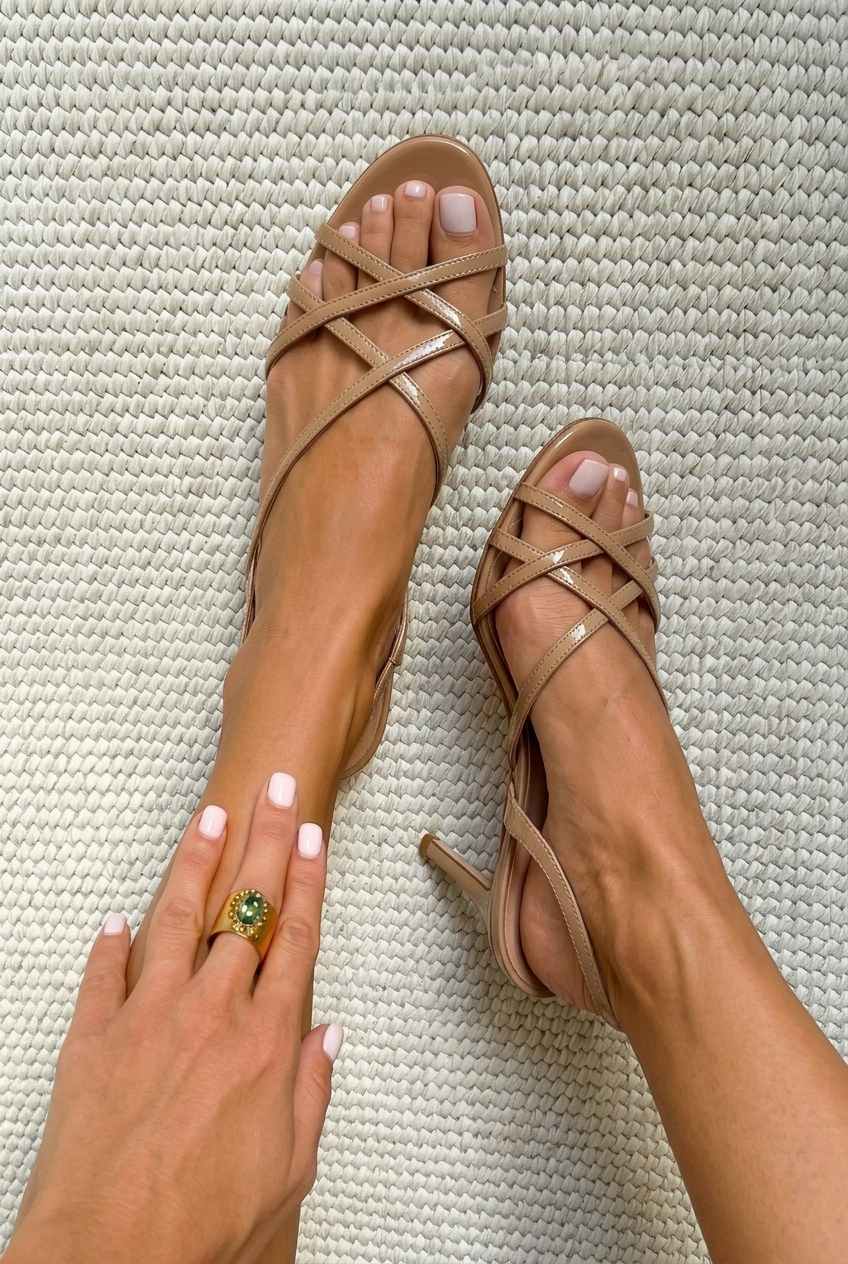 Patent Slingback Open Toe Stiletto Dressy Sandals [Pre Order]