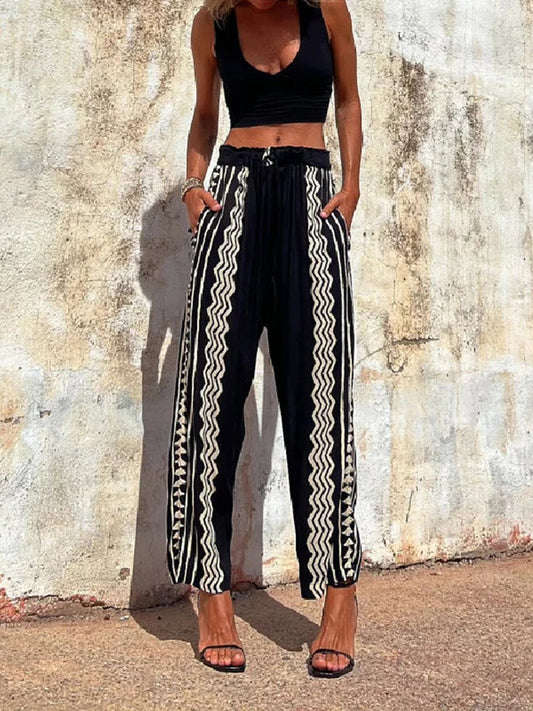 Boho harembroek met print, mid-rise, casual broek