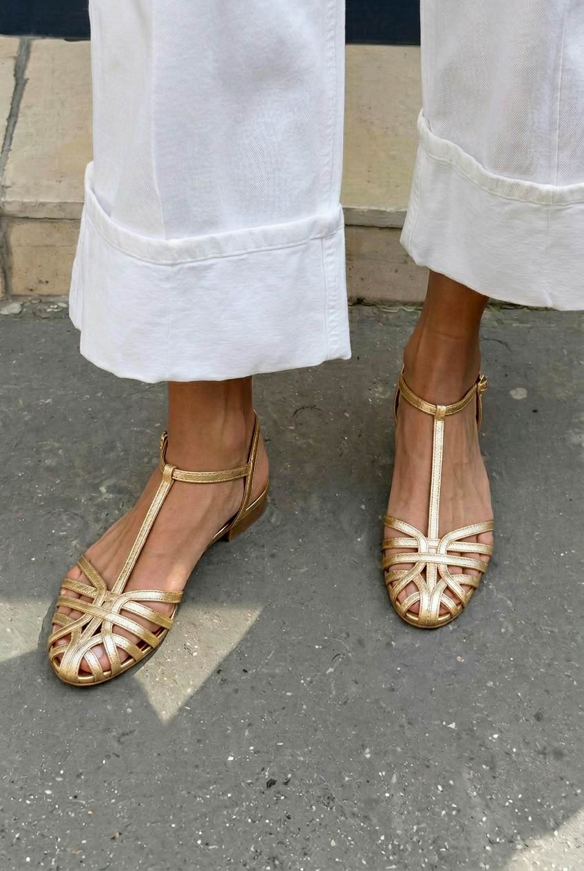 Strappy T-Strap Round Toe Flat Casual Sandals [Pre Order]